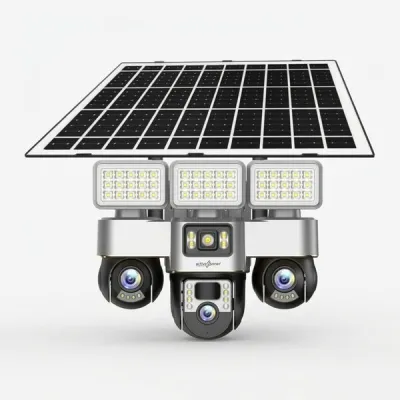 3-Lens 4G security camera with human detection and two-way audio