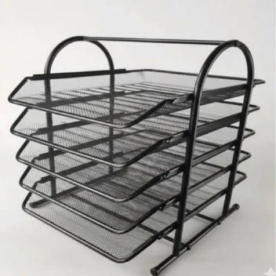 5-Tier Metal Mesh Desk File Organizer