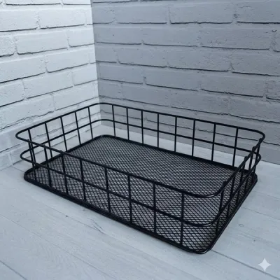 Metal Wire Grid Basket Organizer
